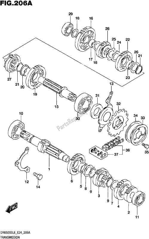 All parts for the Transmission of the Suzuki DR 650 SE 2018