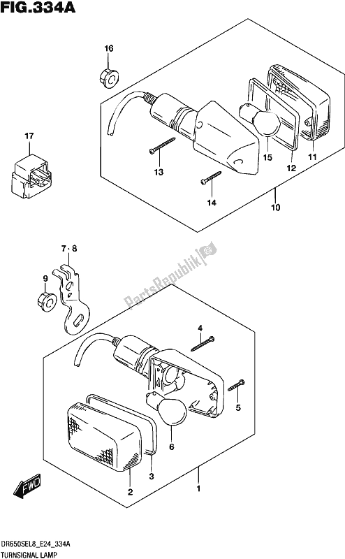 All parts for the Turnsignal Lamp of the Suzuki DR 650 SE 2018