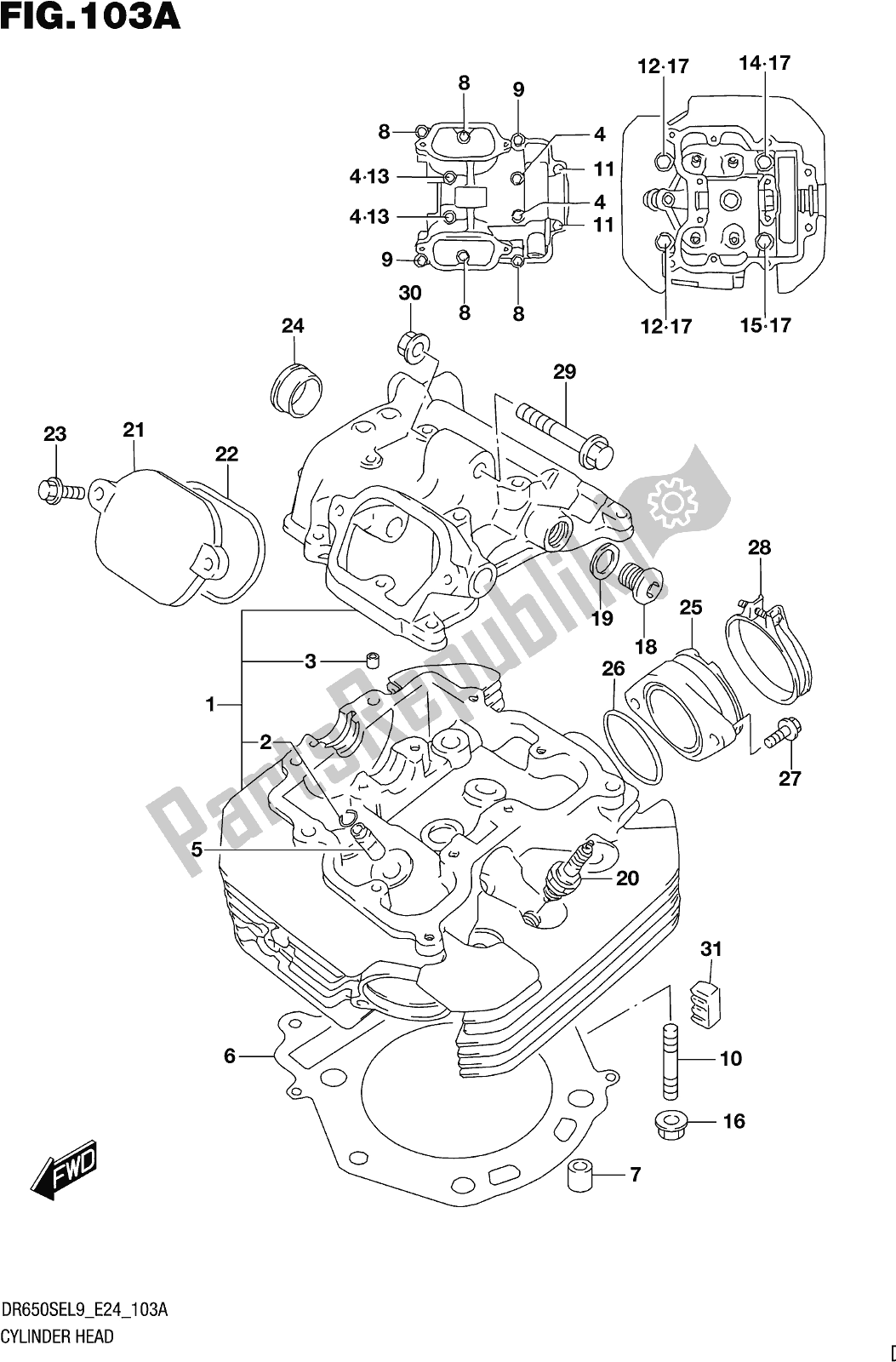 Toutes les pièces pour le Fig. 103a Cylinder Head du Suzuki DR 650 SE 2019