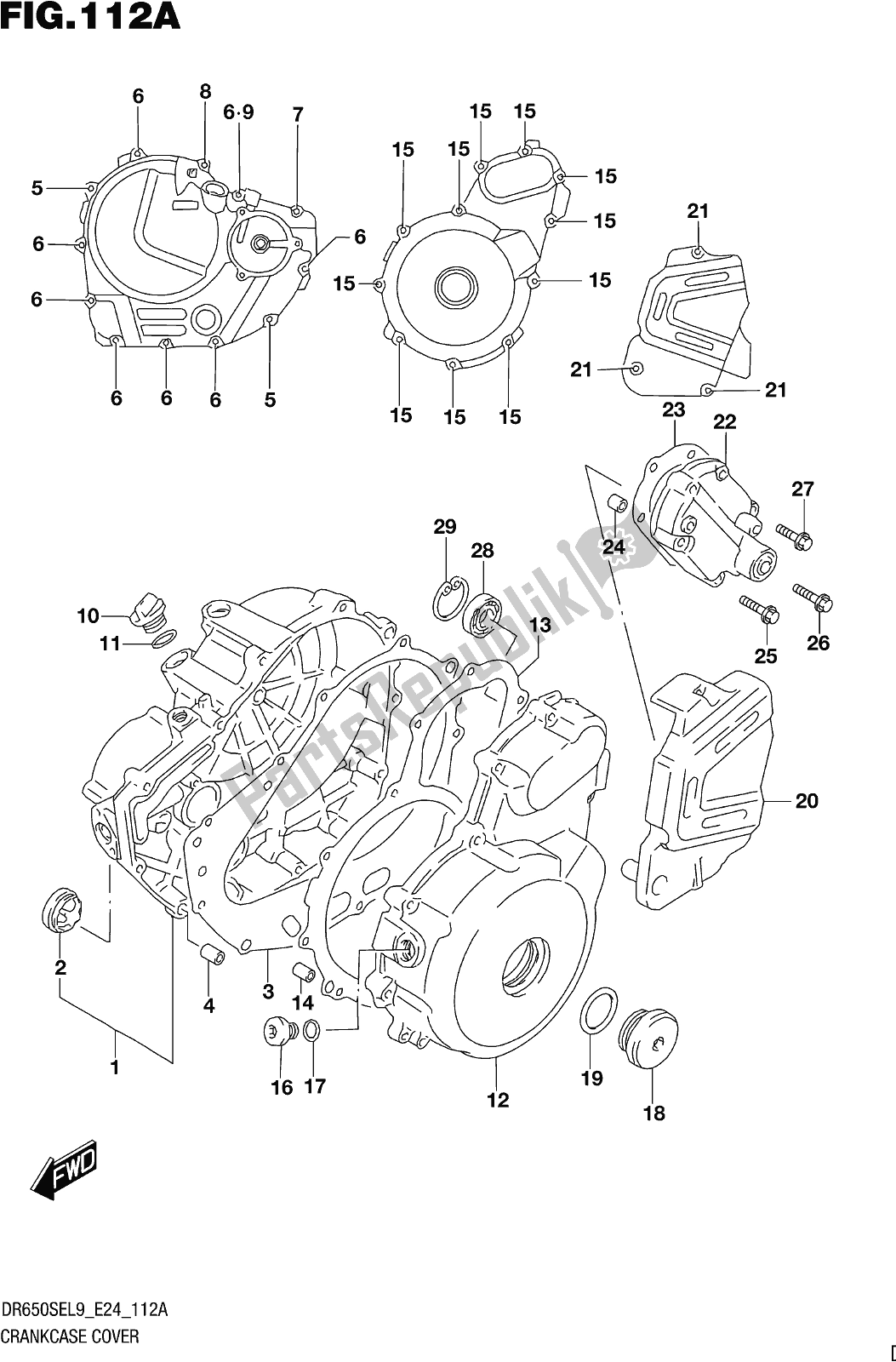 Wszystkie części do Fig. 112a Crankcase Cover Suzuki DR 650 SE 2019