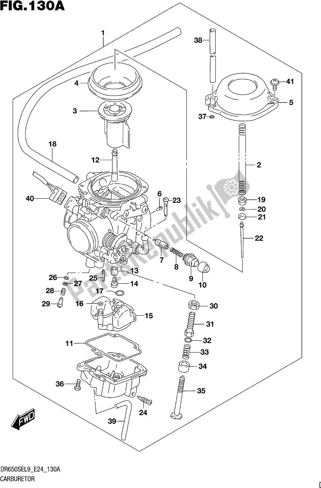 Wszystkie części do Fig. 130a Carburetor Suzuki DR 650 SE 2019
