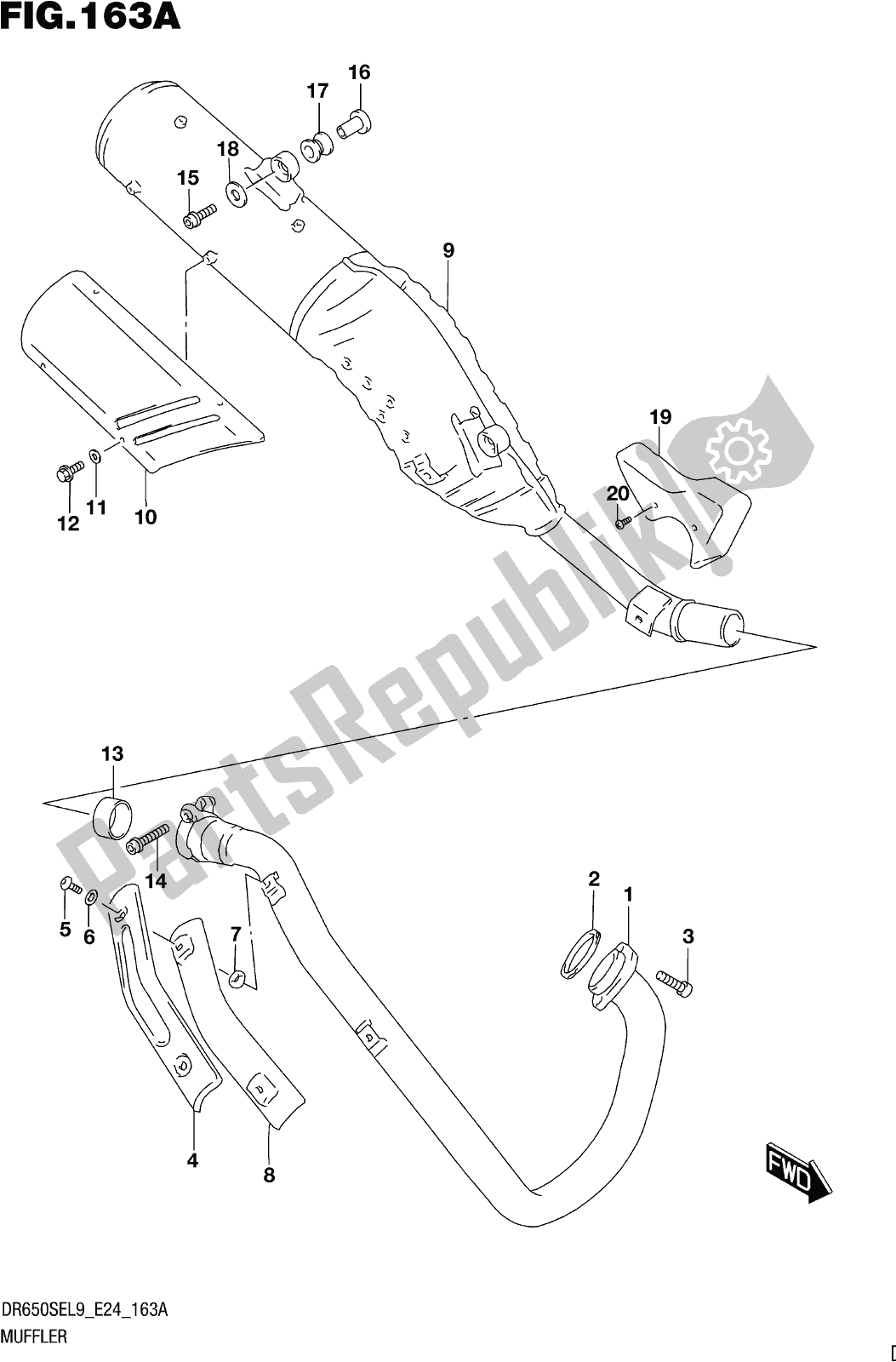 Todas las partes para Fig. 163a Muffler de Suzuki DR 650 SE 2019