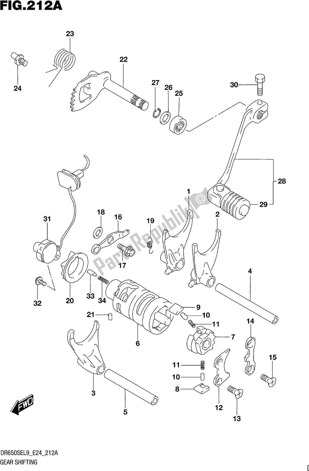 Todas las partes para Fig. 212a Gear Shifting de Suzuki DR 650 SE 2019