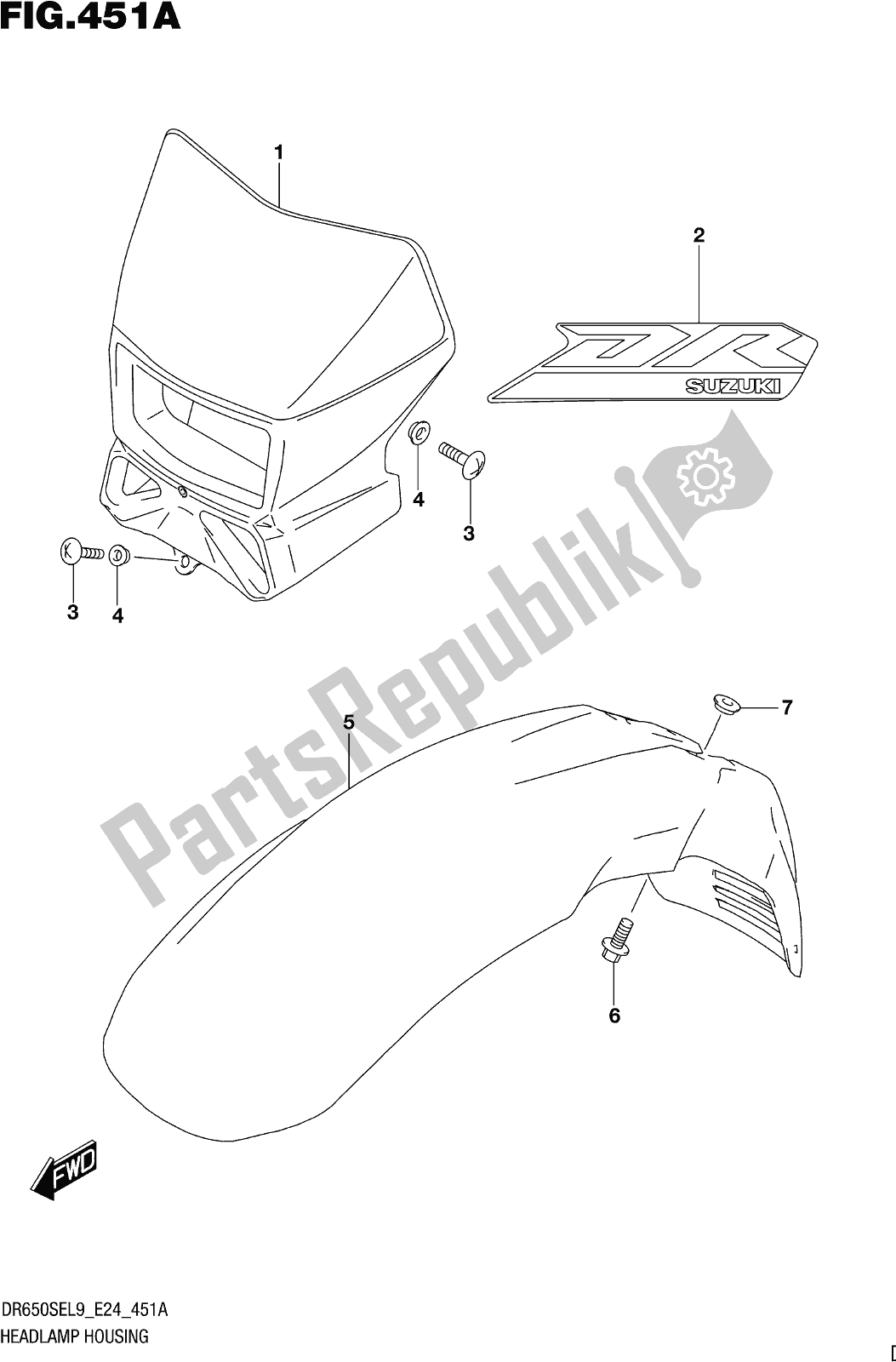 Wszystkie części do Fig. 451a Headlamp Housing Suzuki DR 650 SE 2019