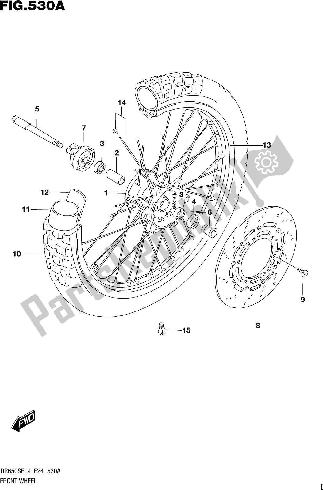 Wszystkie części do Fig. 530a Front Wheel Suzuki DR 650 SE 2019