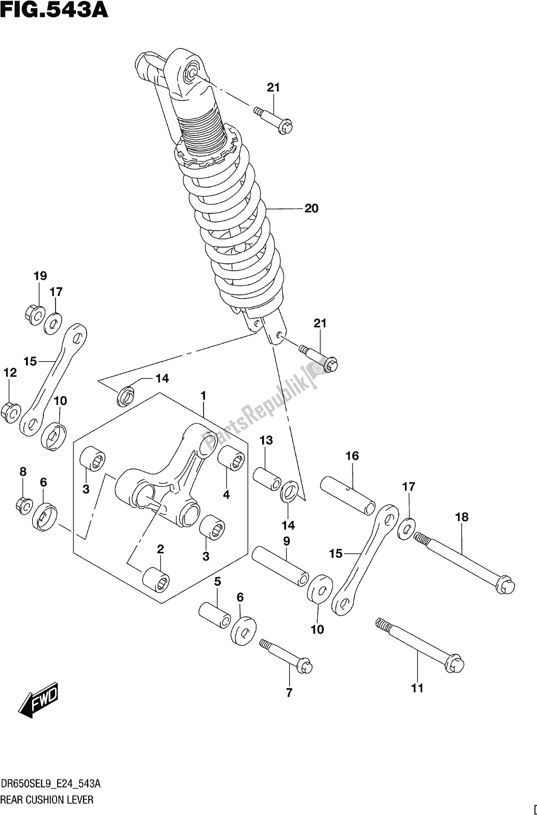 Wszystkie części do Fig. 543a Rear Cushion Lever Suzuki DR 650 SE 2019