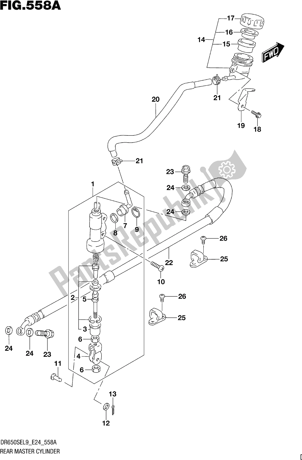 Wszystkie części do Fig. 558a Rear Master Cylinder Suzuki DR 650 SE 2019