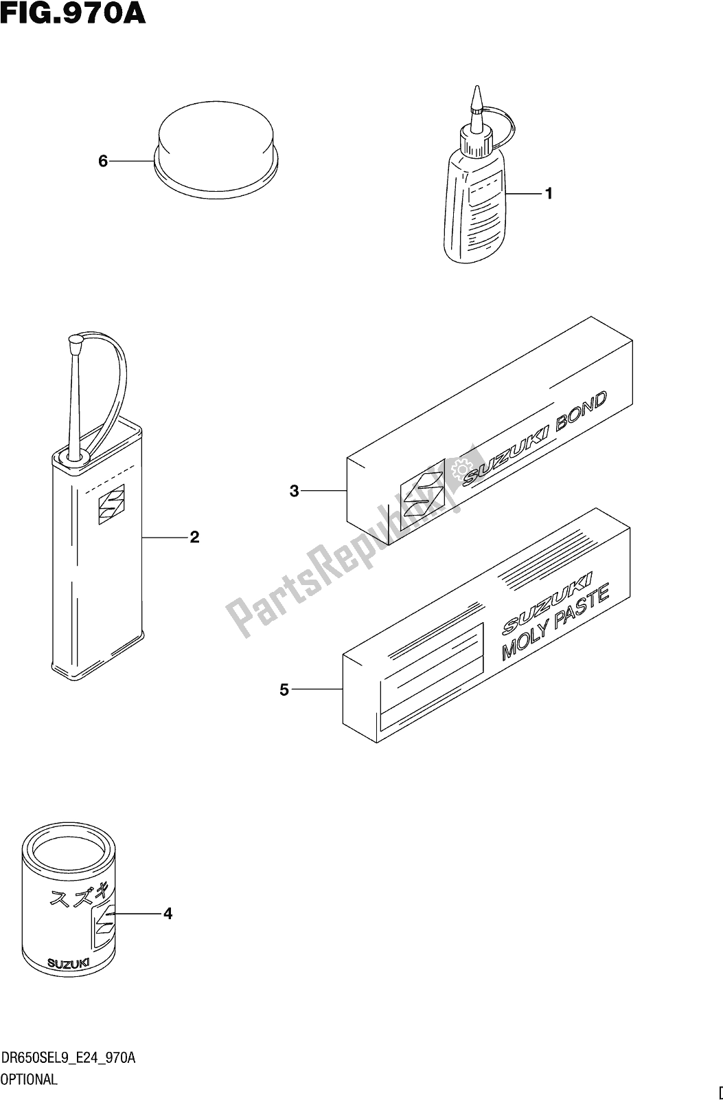 Todas as partes de Fig. 970a Optional do Suzuki DR 650 SE 2019