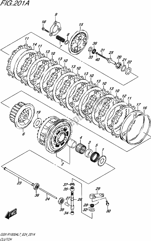 All parts for the Clutch of the Suzuki Gsx-r 1000A 2017