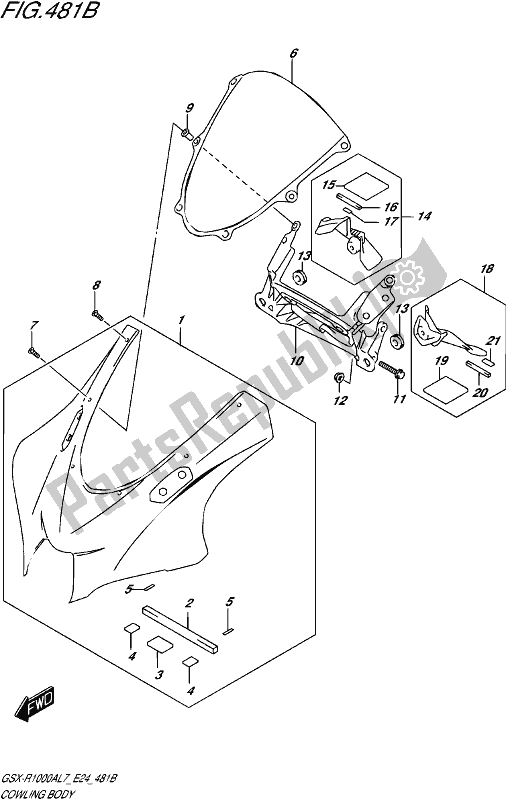 All parts for the Cowling Body (ykv,yvz) of the Suzuki Gsx-r 1000A 2017