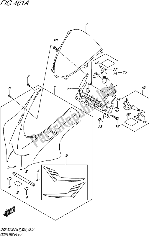 All parts for the Cowling Body (ysf) of the Suzuki Gsx-r 1000A 2017