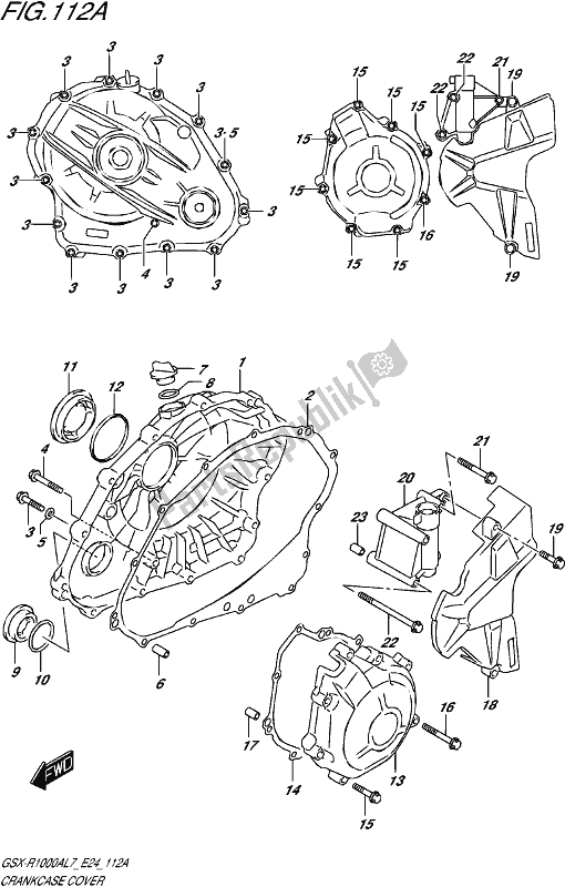 All parts for the Crankcase Cover of the Suzuki Gsx-r 1000A 2017