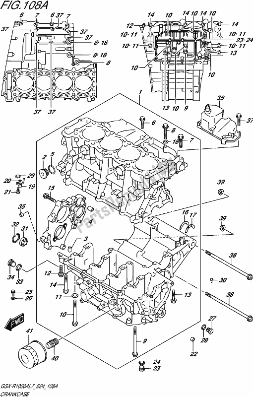 All parts for the Crankcase of the Suzuki Gsx-r 1000A 2017