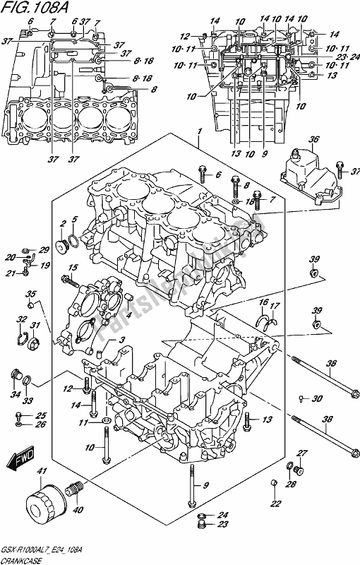 All parts for the Crankcase of the Suzuki Gsx-r 1000A 2017