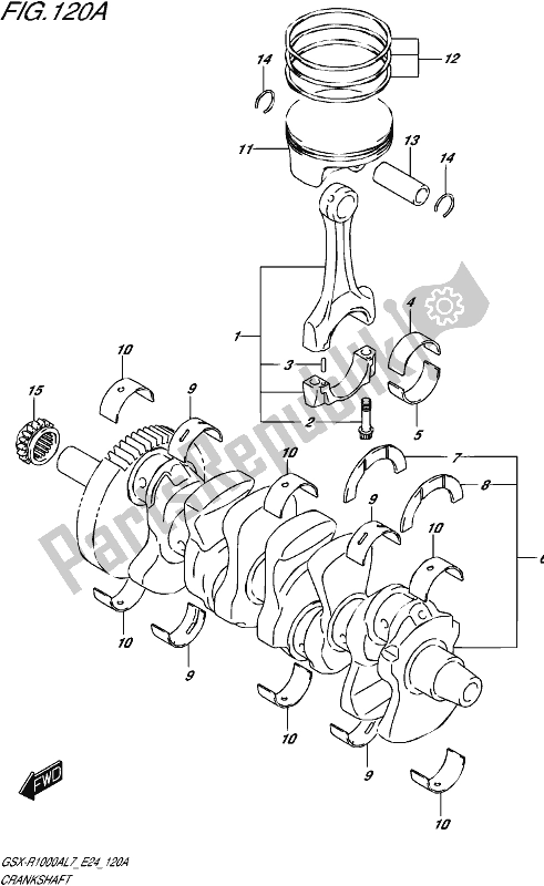 All parts for the Crankshaft of the Suzuki Gsx-r 1000A 2017