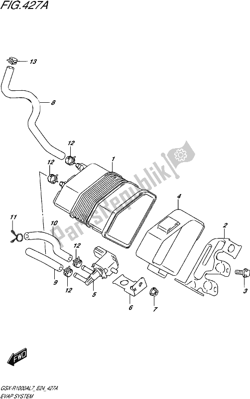 All parts for the Evap System of the Suzuki Gsx-r 1000A 2017