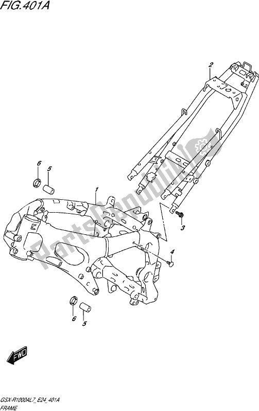 All parts for the Frame of the Suzuki Gsx-r 1000A 2017