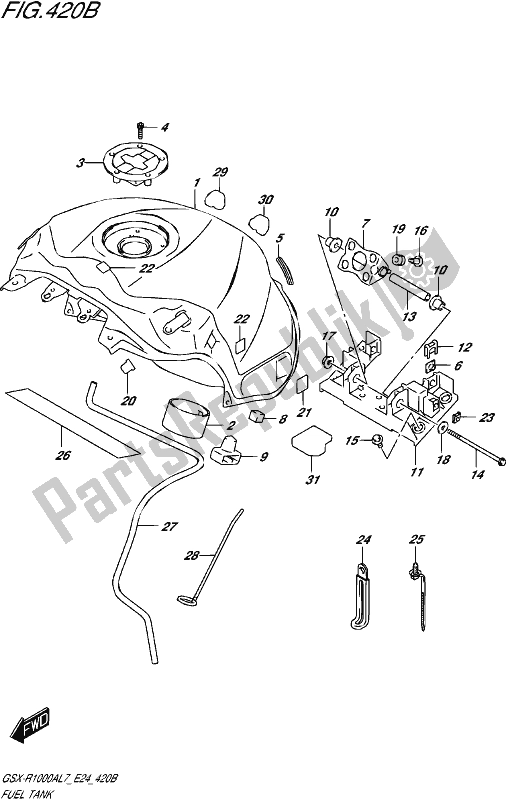 All parts for the Fuel Tank (ykv,yvz) of the Suzuki Gsx-r 1000A 2017