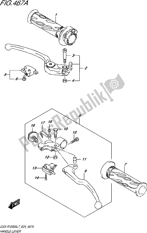 All parts for the Handle Lever of the Suzuki Gsx-r 1000A 2017