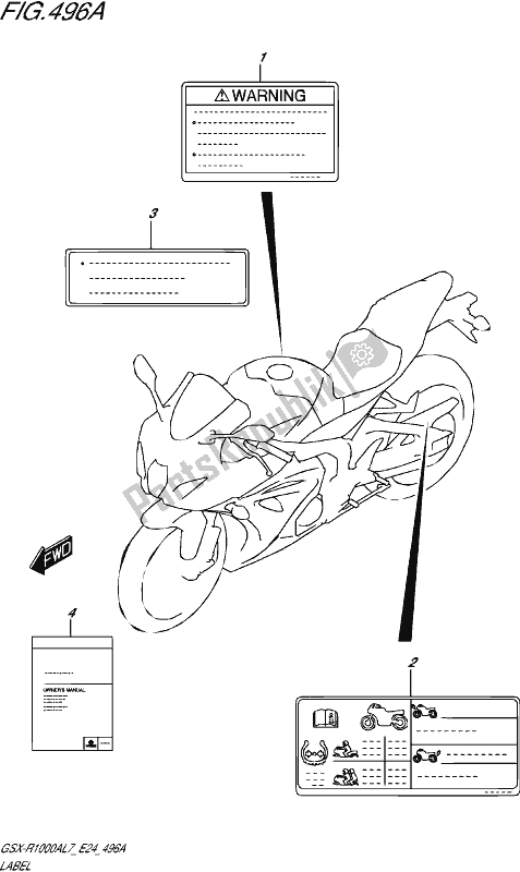 All parts for the Label of the Suzuki Gsx-r 1000A 2017