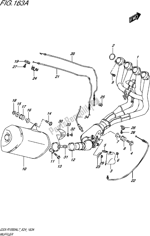 All parts for the Muffler of the Suzuki Gsx-r 1000A 2017