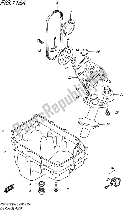 All parts for the Oil Pan/oil Pump of the Suzuki Gsx-r 1000A 2017