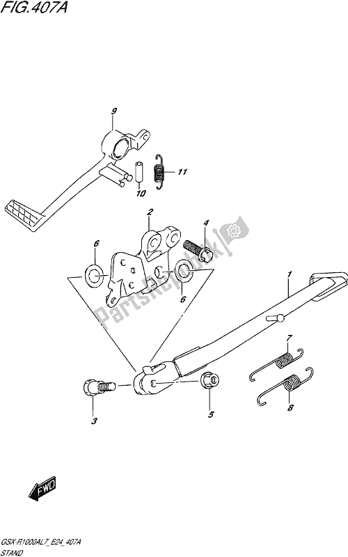 All parts for the Stand of the Suzuki Gsx-r 1000A 2017