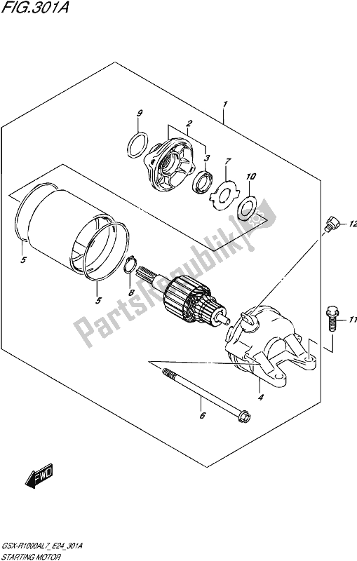 All parts for the Starting Motor of the Suzuki Gsx-r 1000A 2017