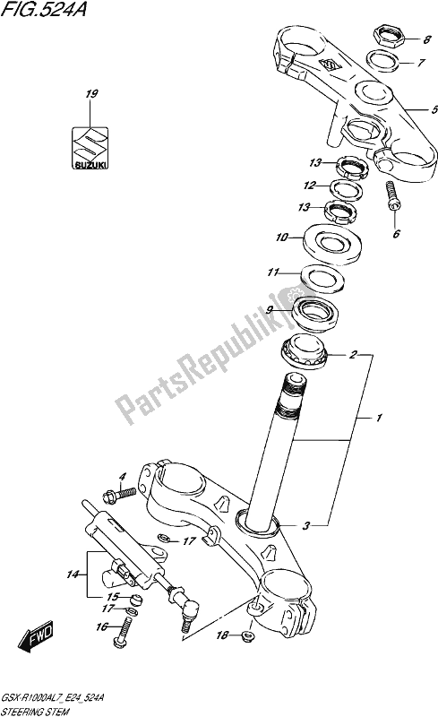 All parts for the Steering Stem of the Suzuki Gsx-r 1000A 2017