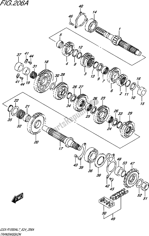 All parts for the Transmission of the Suzuki Gsx-r 1000A 2017