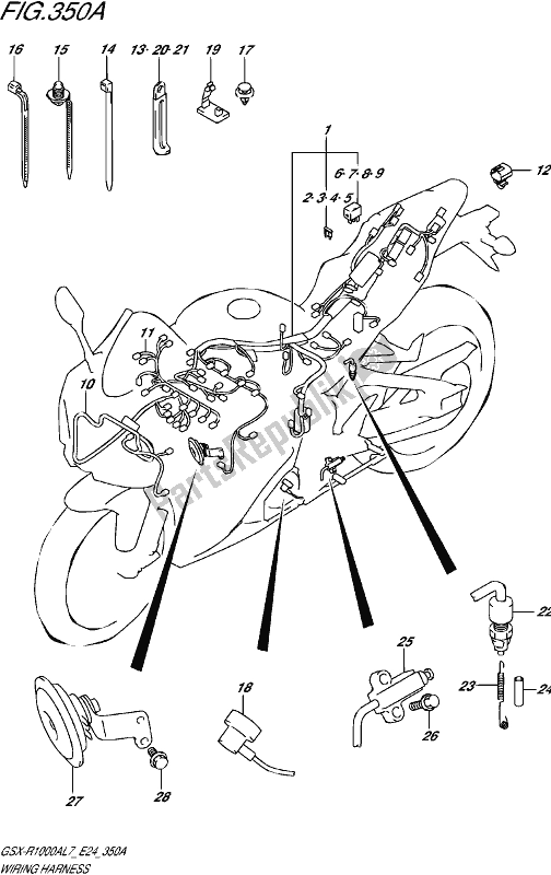 All parts for the Wiring Harness of the Suzuki Gsx-r 1000A 2017