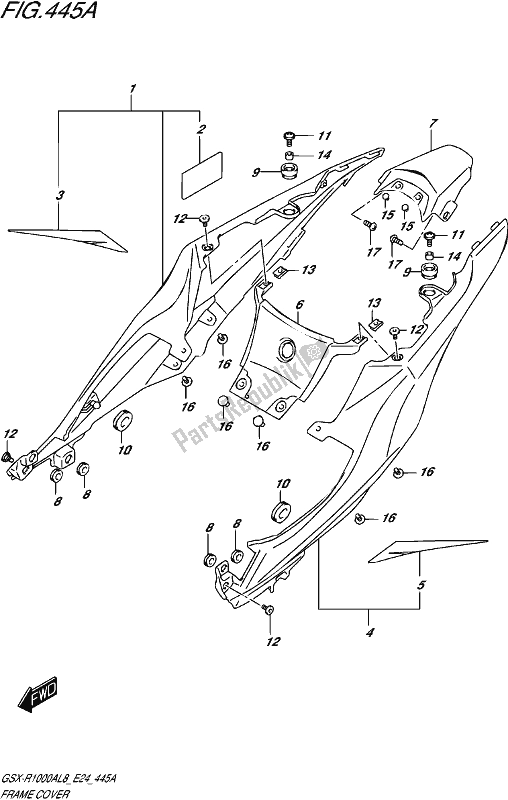 All parts for the Frame Cover (gsx-r1000al8 E24) (for Ykv,yww) of the Suzuki Gsx-r 1000A 2018