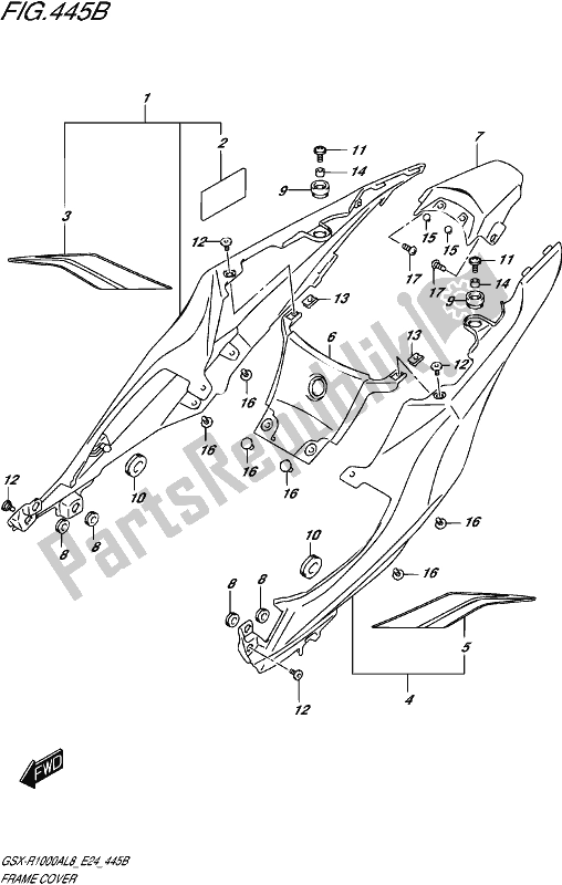 All parts for the Frame Cover (gsx-r1000al8 E24) (for Ysf) of the Suzuki Gsx-r 1000A 2018
