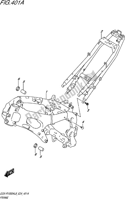 All parts for the Frame of the Suzuki Gsx-r 1000A 2018