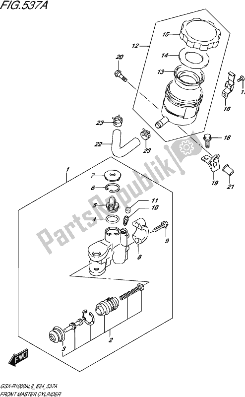 All parts for the Front Master Cylinder of the Suzuki Gsx-r 1000A 2018