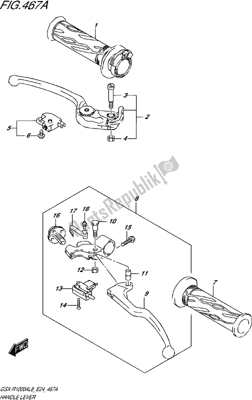 All parts for the Handle Lever of the Suzuki Gsx-r 1000A 2018