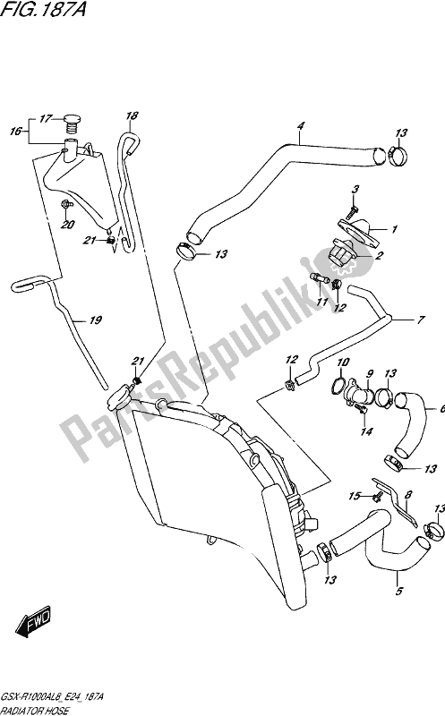 All parts for the Radiator Hose of the Suzuki Gsx-r 1000A 2018