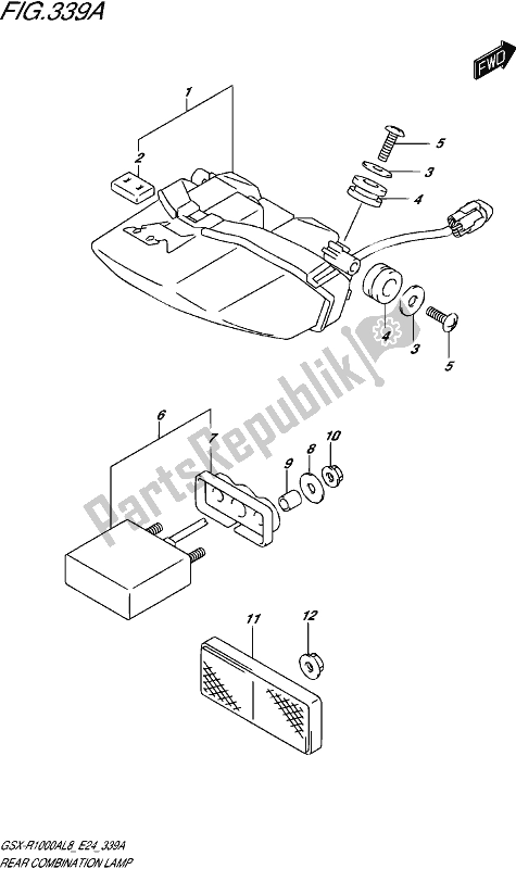 All parts for the Rear Combination Lamp of the Suzuki Gsx-r 1000A 2018