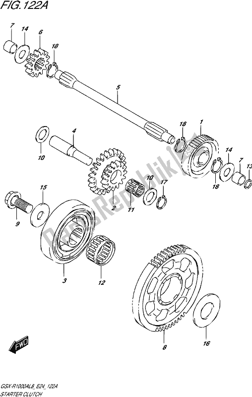 All parts for the Starter Clutch of the Suzuki Gsx-r 1000A 2018