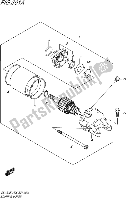 All parts for the Starting Motor of the Suzuki Gsx-r 1000A 2018