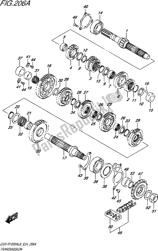 All parts for the Transmission of the Suzuki Gsx-r 1000A 2018