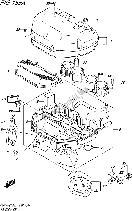 All parts for the Air Cleaner of the Suzuki Gsx-r 1000R 2017