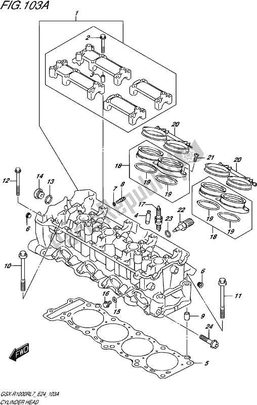 All parts for the Cylinder Head of the Suzuki Gsx-r 1000R 2017