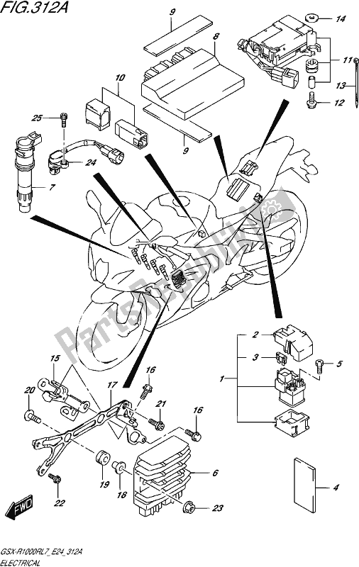 All parts for the Electrical of the Suzuki Gsx-r 1000R 2017