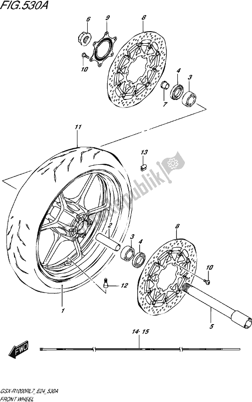 Todas as partes de Front Wheel (gsx-r1000rl7 E24) do Suzuki Gsx-r 1000R 2017