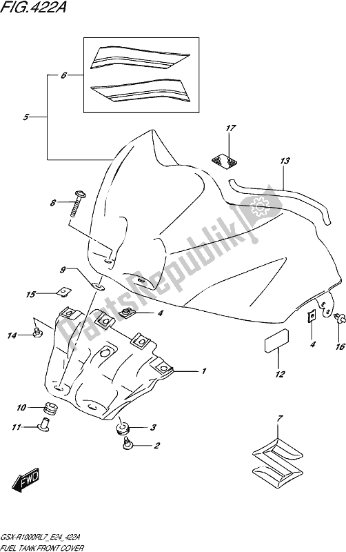 Toutes les pièces pour le Fuel Tank Front Cover (gsx-r1000rl7 E24) du Suzuki Gsx-r 1000R 2017