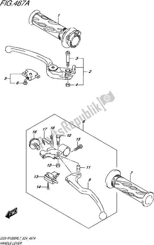 All parts for the Handle Lever of the Suzuki Gsx-r 1000R 2017