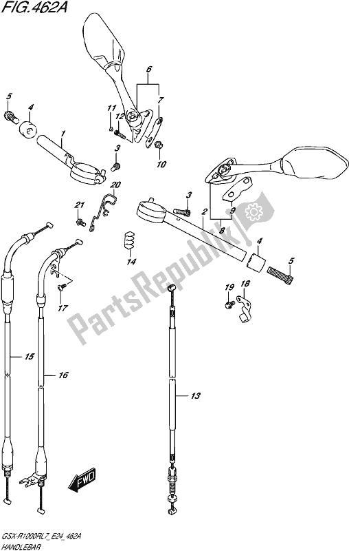 All parts for the Handlebar of the Suzuki Gsx-r 1000R 2017