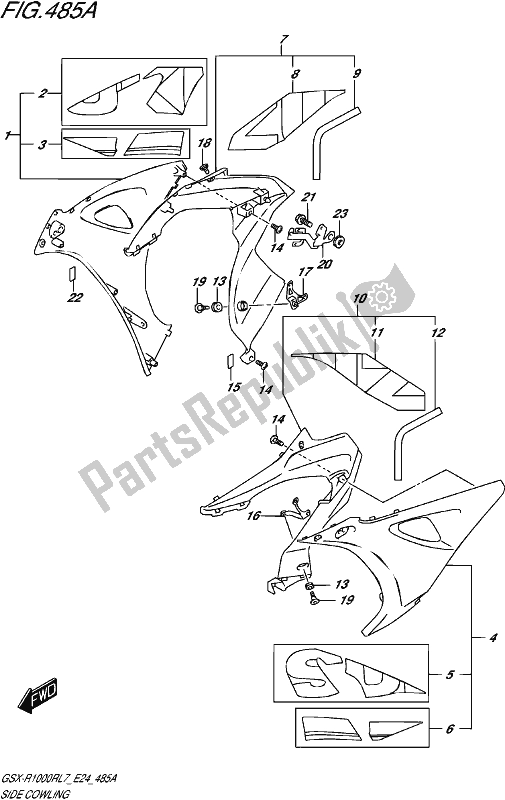 Todas las partes para Side Cowling (gsx-r1000rl7 E24) de Suzuki Gsx-r 1000R 2017