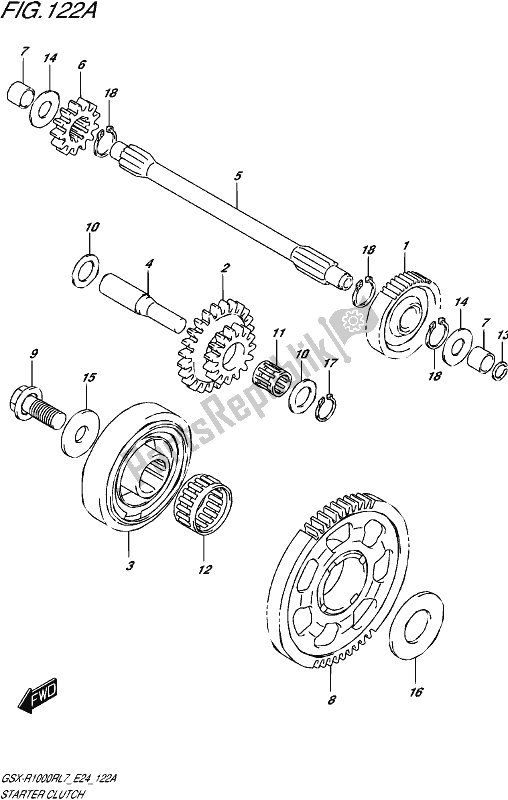 All parts for the Starter Clutch of the Suzuki Gsx-r 1000R 2017